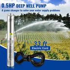 SucceBuy Deep Well Submersible Pump 0.5/1/1.5/2/3 HP 230V/60Hz Stainless Steel Water Pumps for Industrial, Irrigation & Home Use