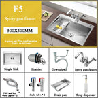 Stainless Steel Kitchen Sink Farm House Above Counter Undermounter Single Bowel Wash Basin with Faucet Drain Kitchen Accessories