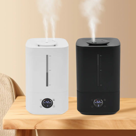 6L White/Black Hot&cold Mist Humidifier 2-in-1 Adjustable Air Humidifier Home Office 360° Rotating Dual Nozzle Humidificador