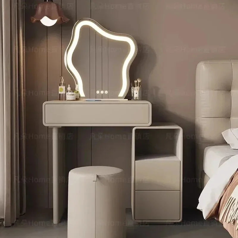 Postmodern Gray Vanity Table Storage Aesthetic Cabinet Drawers Dresser Organizer Salon Beauty Salon Penteadeira Hotel Furniture