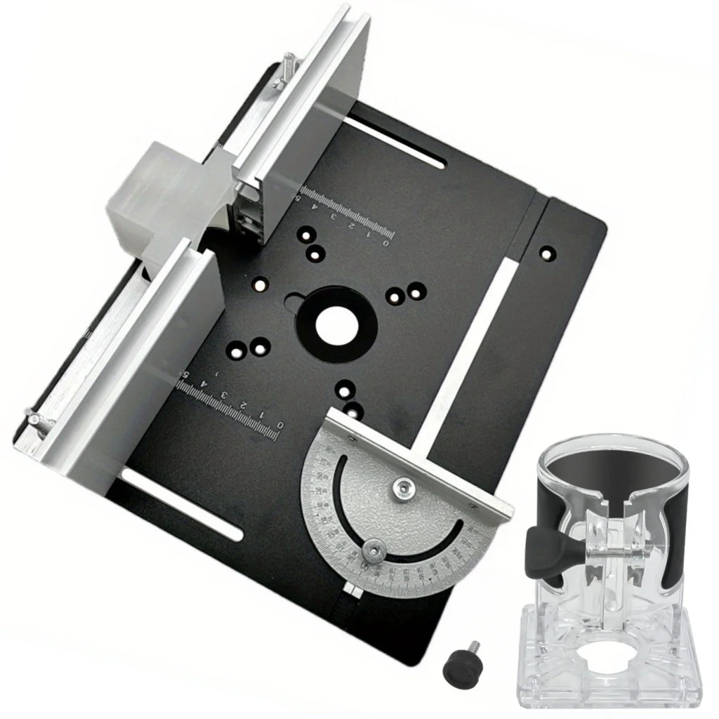 Aluminum Router Table Insert Plate w/ Miter Gauge & Fence, Flip Plate & Router Base, Required for Table Saws Workbenches Trimmer