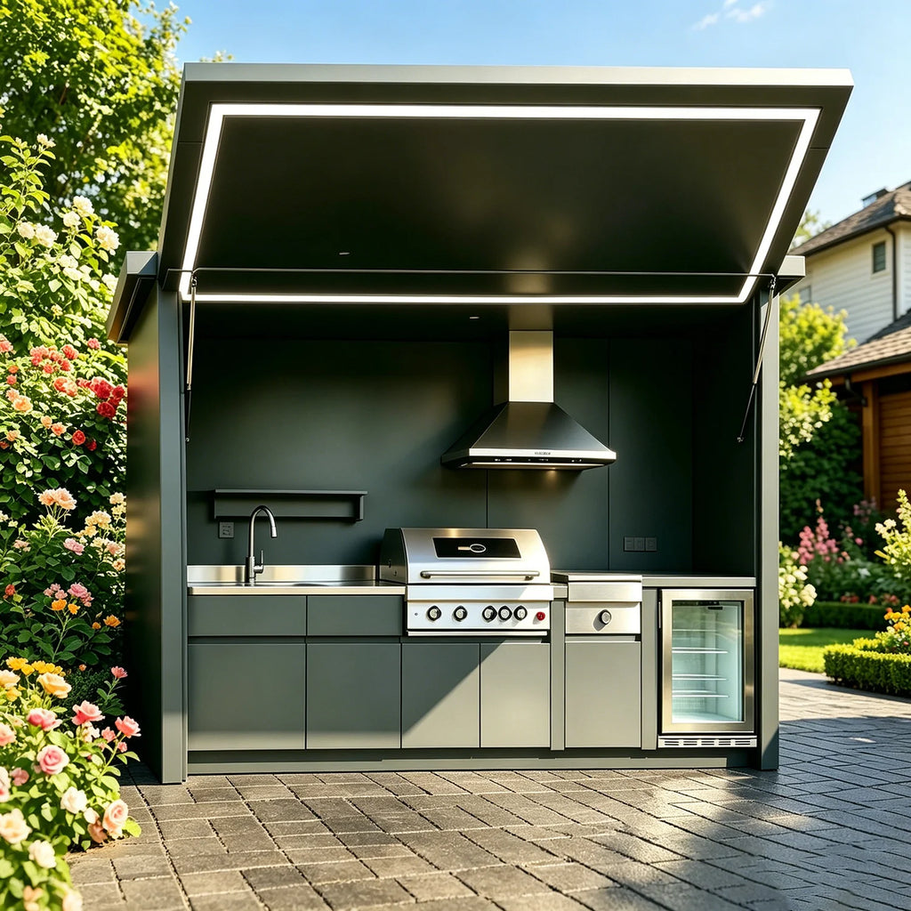 Hardwearing Complete Outdoor Kitchen, Full Equipped Robust Garden Outdoor Cabinets, Solid Aluminum Outdoor Cooking Cabinet