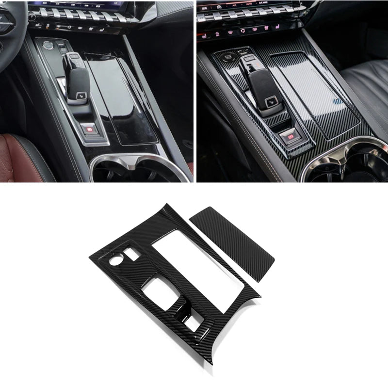 For Peugeot 508 2019 2020 2021 2022 CarbonFiber interior Accessories gear shfit panle steering wheel seat switch Air vent Cover