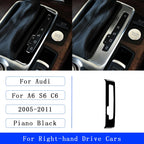 For Audi A6 S6 C6 2005-2011 Piano Black Centre Gear Shift transmission Panel Cover Car inside Trim Accessories Sticker