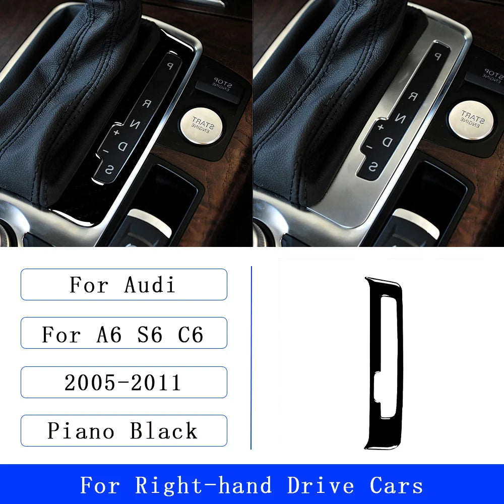 For Audi A6 S6 C6 2005-2011 Piano Black Centre Gear Shift transmission Panel Cover Car inside Trim Accessories Sticker