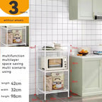 Floor-Standing Multi Layer Storage Rack Shelf with Pulley Trolley Bathroom Kitchen Microwave Storage Rack Kitchen Accessories