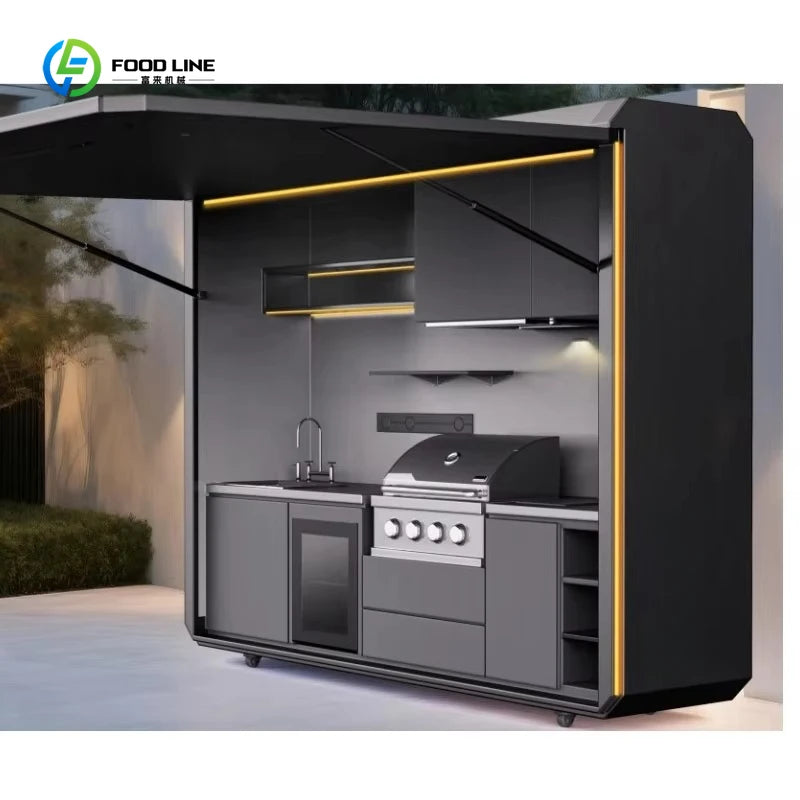 Customized Integrated Mobile Outdoor Kitchen High End Courtyard Party BBQ Cooking Multifunctional Household Commercial Cabin