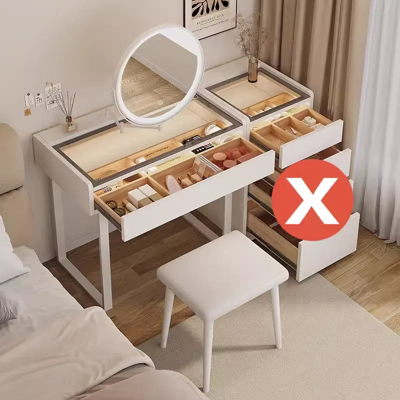 dressing table with light mirror vanity stool Drawer for clothes makeup toiletries vanity table Hairstyles bedroom furniture