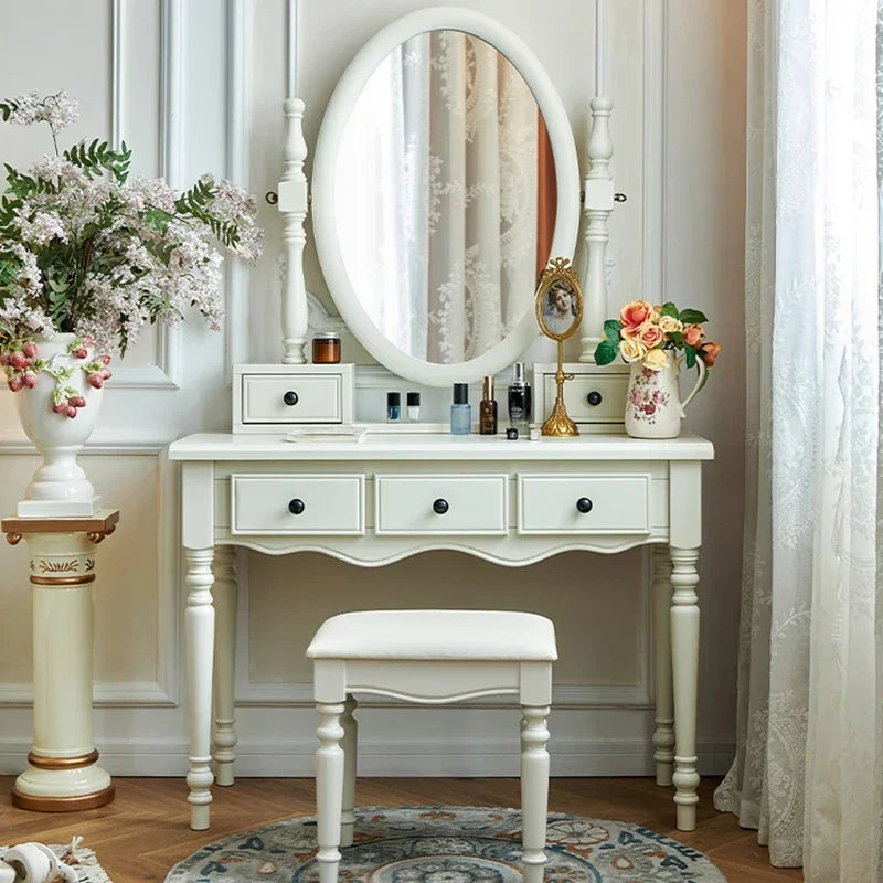 Postmodern Storage Wood Vanity Table Beige Make Up Organizer Bedroom Dresser Salon Compact Space Saving Nordic Trendy Furniture