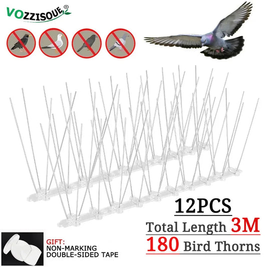 2-12PCS Balcony Anti-bird Pigeon Spikes and Bird Repeller Deterrent Anti Bird Repellent Stainless Steel Anti Bird Thorn Nail Kit