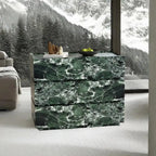 "Premium Vintage Green Jade Stone Dresser - Handcrafted Luxury Marble Slate 3/4/5-Drawer Storage Cabinet Custom Retro"