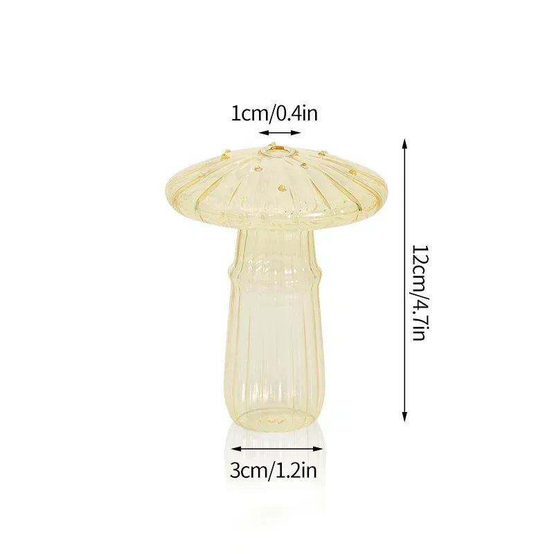 Mushroom Vase Flower Bottle Glass Vase Decoration Home Hydroponics Pot Table Ornament Room Decor Mushroom Accessorie Home Decor
