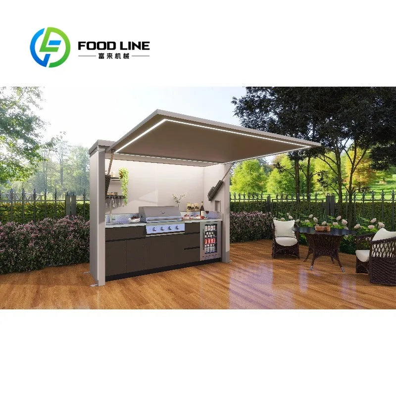 Customized Outdoor Kitchen Sink Station Luxury 304 Stainless Steel with Storage Cabinet and Built In Insulated Cooler Unit