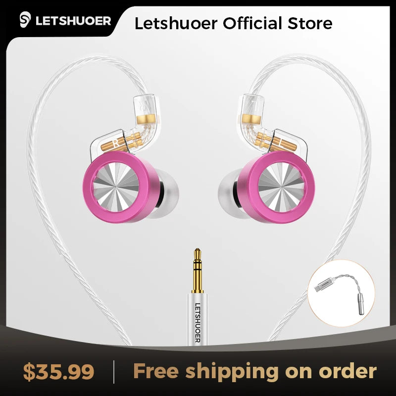 LETSHUOER D02 Type-C In-Ear Monitor 11mm Dynamic Driver Earphones Replaceable Cables Gaming Earbuds