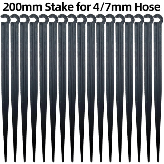WUJIE 50-1000PCS Garden 1/4" Stake Fixed Stems Holder Support 11cm 20cm for Drip Irrigation 4/7mm Hose Pipe Inserting Ground