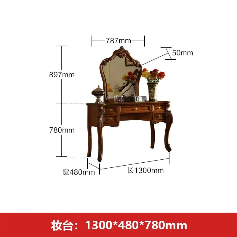 FG11American solid wood dresser retro makeup table storage cabinet European small apartment engraving