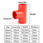 20mm~50mm Red PVC Pipe Fitting Connectors Garden Irrigation 90° Elbow Direct Tee Joint Aquarium Pipeline Water Delivery Joint