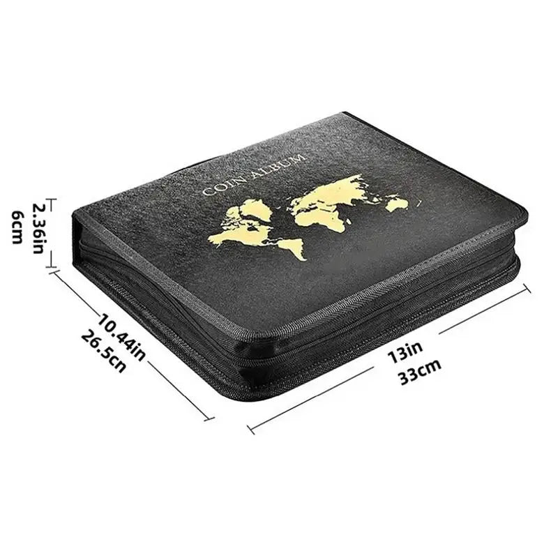 Portable Coin Collection Set 200 Coins 30 Paper Money Panels PVC Transparent Philatelic Book Album With Zipper Protection