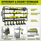 4 Layer Heavy Duty Metal Power Tool Storage Rack,Garage Tool Organizer and Storage with Screwdriver Holder Holder/Hammer Holder