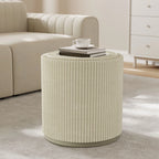 Round Storage Stools＆Ottomans Makeup Vanity Organizer Chair with Removable Lid Wood Upholstered Footrest for Living Room Bedroom