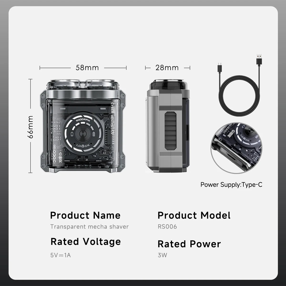 DOCOLAB Metal Electric Shaver Mini Portable Magnetic Double-Headed Beard Trimmer Full-Body Washing Shaving Razor For Men