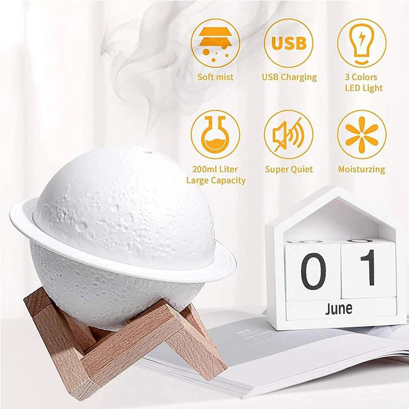 Lunar Humidifier 3D Tricolor Lamp Light Diffuser Aroma Essential Oil U