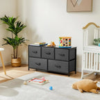 Dresser Storage with 5 Organizer Closet Chest Small Clothes Fabric Cabinet, Kids Furniture Drawer Binis, Nightstand