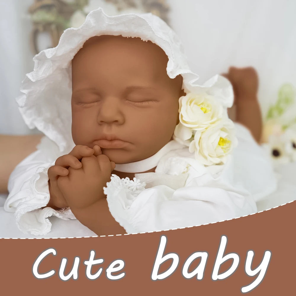 18.9-inch ultra realistic baby girl 3.1kg solid silicone reborn doll healing series closed eye sleeping shape baby muscle touch