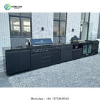 Customized Mobile Kitchen Backyard Cooking Station Outdoor BBQ Grill Modern Design With Sink Refrigerator