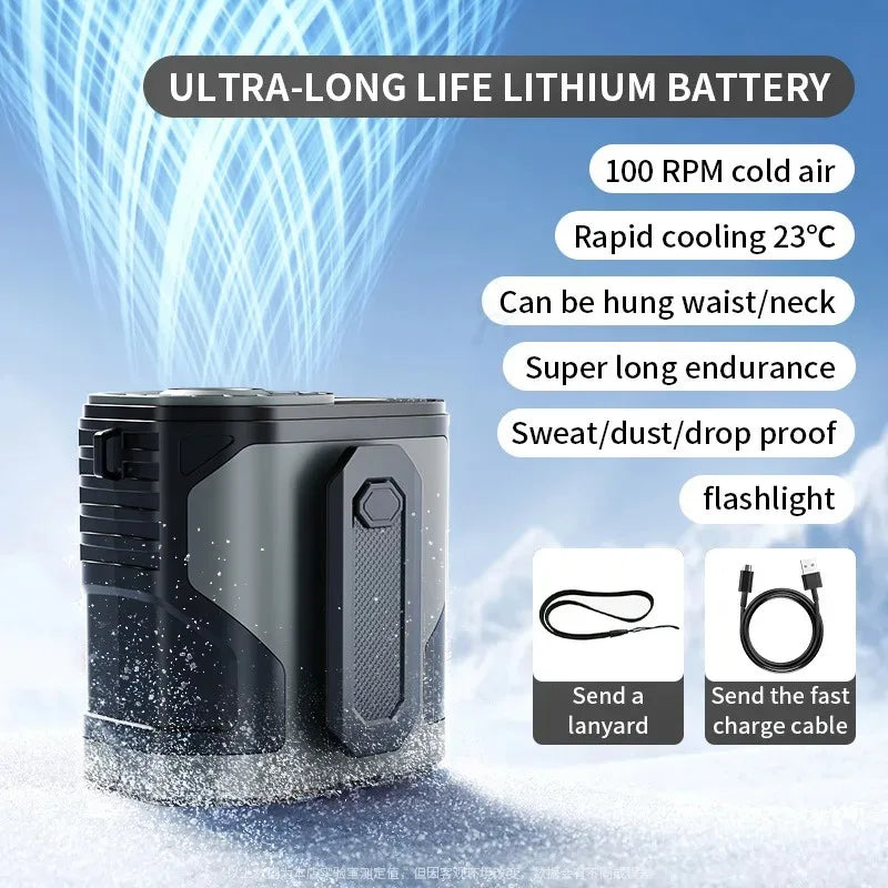 F83 Portable neck clamp fan, high speed waist fan, 100 speed, USB ultr