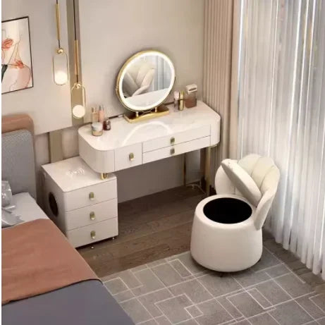 Drawers Vanity Dressing Makeup Table Mirror Mobile Bedroom Dresser Organizer Lights Penteadeira Quarto Bedroom Furnitures