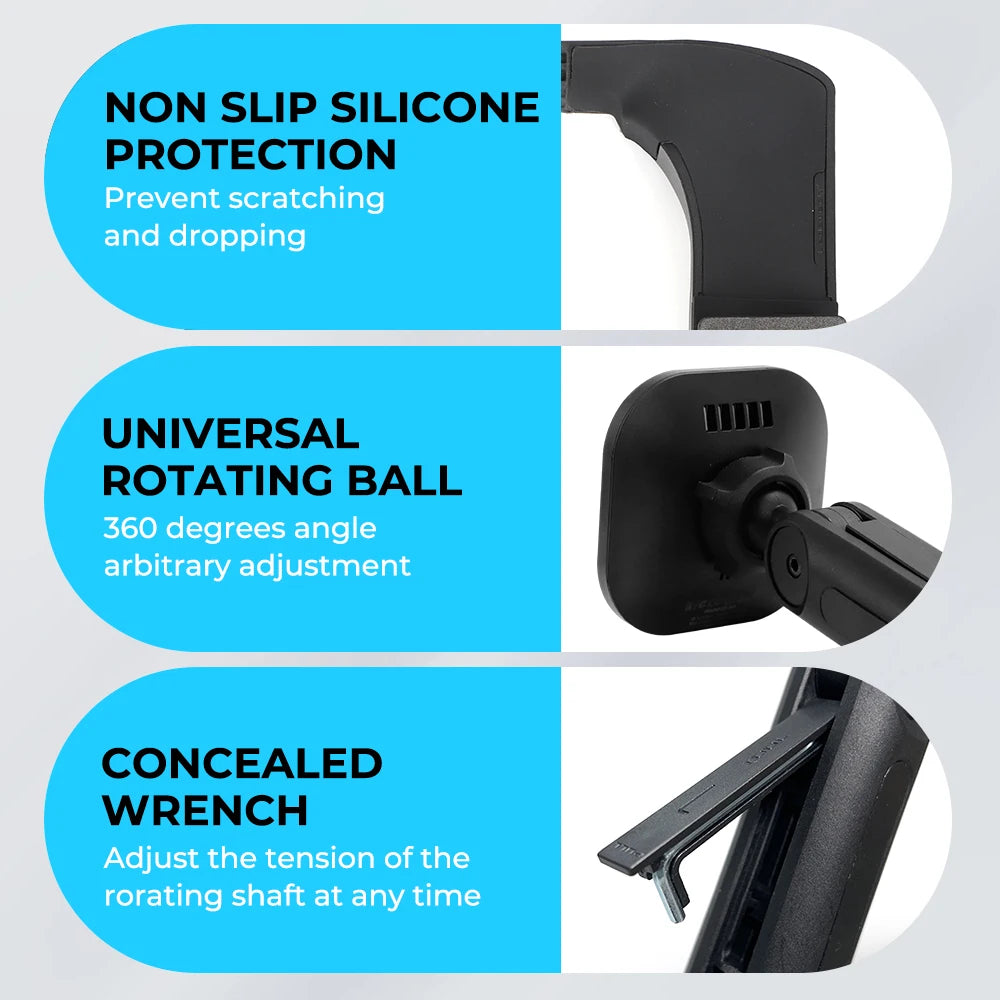 For Tesla Model 3 Model Y 2023 Foldable Wireless Magnetic Phone Holder Phone Gripper Car Screen Mount Support Arm Mobile Stand