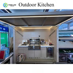 Customized lightweight durable outdoor kitchen island aluminum frame design equipped with sink and storage cabinet