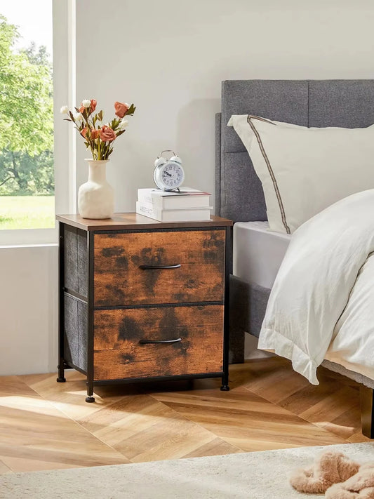 JHK Nightstand with 2 Fabric Drawers, Bedside Storage Cabinet for Bedroom, Closet Chest Organizer Table | AlluCanFind