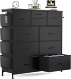 Dresser for Bedroom Chest of Drawers with Side Pockets and Hooks, Fabric Storage Organizer Unit for Living Room, Hallway, Closet
