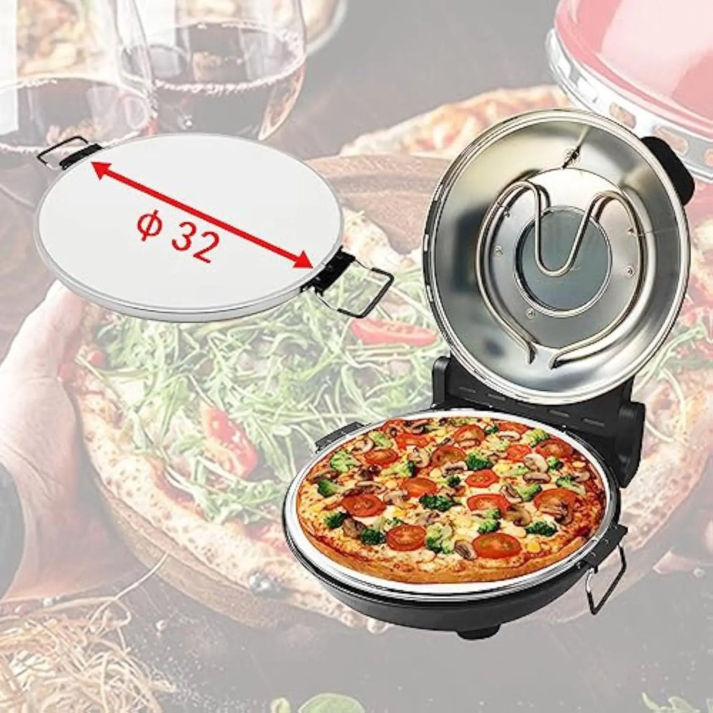 Klaif Electric Pizza Maker, 420℃, 1200 Watt, 5 Separate Temperature Levels, Flame Resistant Stone Plate 1200W 31cm