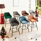 AINPECCA Bar stools Set of 2 Velvet/FauxSuede/Faux Leather Upholstered Seat with Backrest & Armrest Metal Legs Counter Breakfast