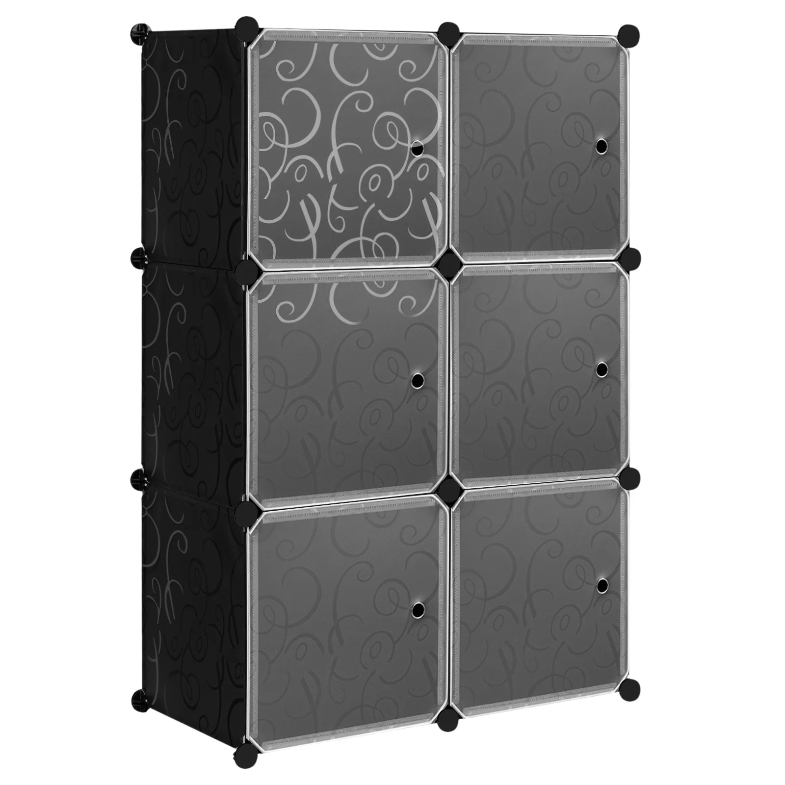 WOLTU Stackable Shoe Cabinet Shoe Rack with 6 Stacking Boxes Door DIY Boltless Shelf Plastic Box for Shoe Storage Organizer