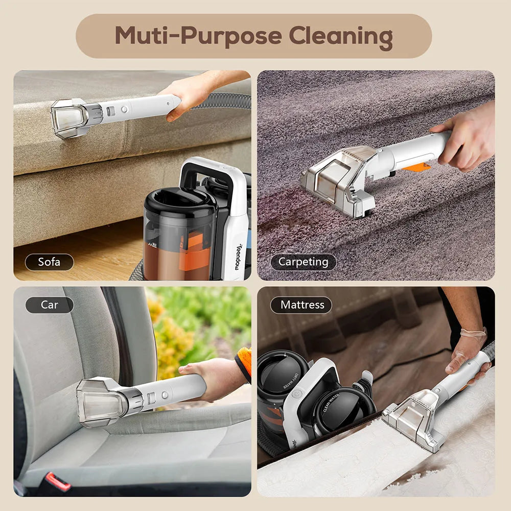Teendow C5 Carpet Cleaner Vacuum 11KPa Powerful Suction 450W Brush motor ≤80dB Low Noise 1500ml Large Water Tank Capacity
