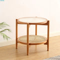 JOYLIVE Rattan Coffee Table Japanese Double Layer Detachable Solid Wood Table Glass Round Home Small Table 2022 New Dropshipping
