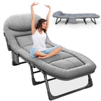 Sleeping Cots for Adults 6 Positions, Portable & Foldable Bed with Mattress and Pillow, Heavy Duty Sturdy Frame for Camp, Home