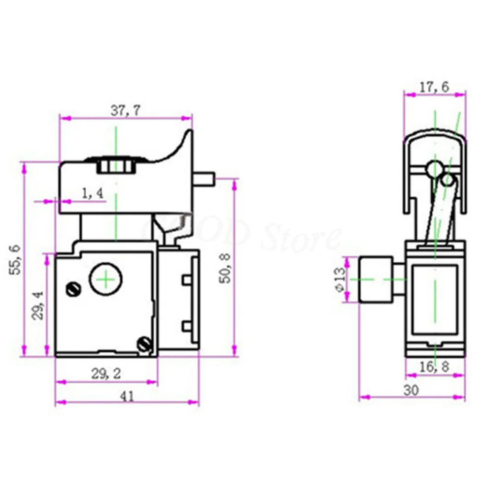 1PCS FA2-6/1BEK 250V 6A 5E4 Red Black Lock On Power Tool Electric Drill Trigger Switch Electric tool fittings switch