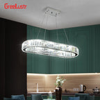 Crystal Oval Desig Led Chandelier Modern Large Crystal Pendant Hanging Light Fixtures For Living Room Bedroom Ceiling Lustres