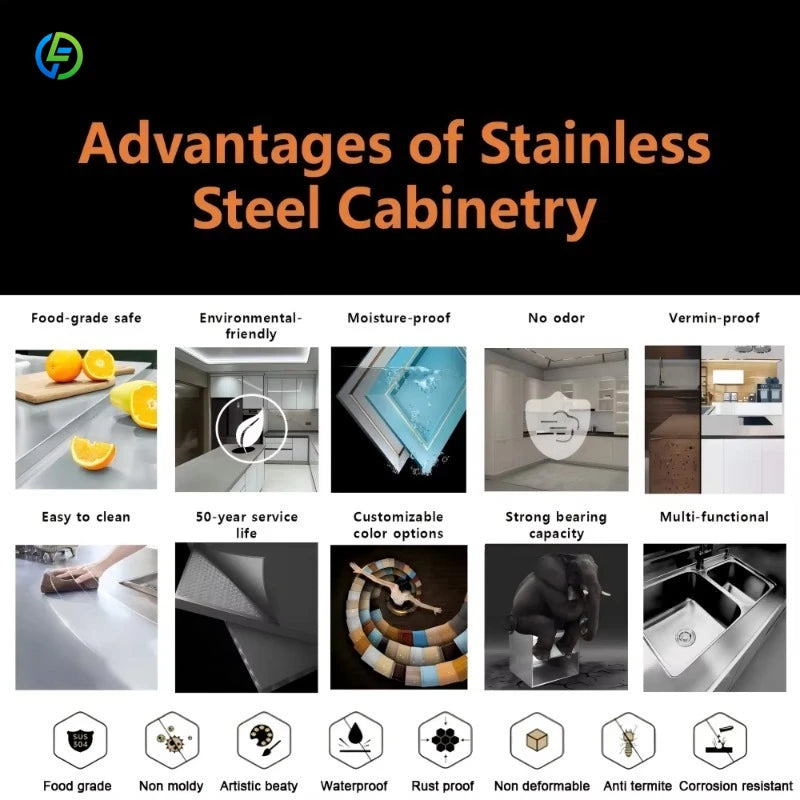 Customized Outdoor kitchen independent workbench waterproof environmentally friendly 304 stainless steel cabinet