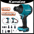 Kamolee 1100W 40500RPM Cordless  Air Blower Dust Blower Inflator Vacuum Multifunction Rechargeable Blower Apply to 18V 21V Batte