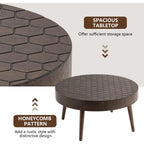 Round Coffee Table Set of 2, Nesting Tables with Honeycomb Pattern, Modern End Table for Living Room, Farmhouse, Brown