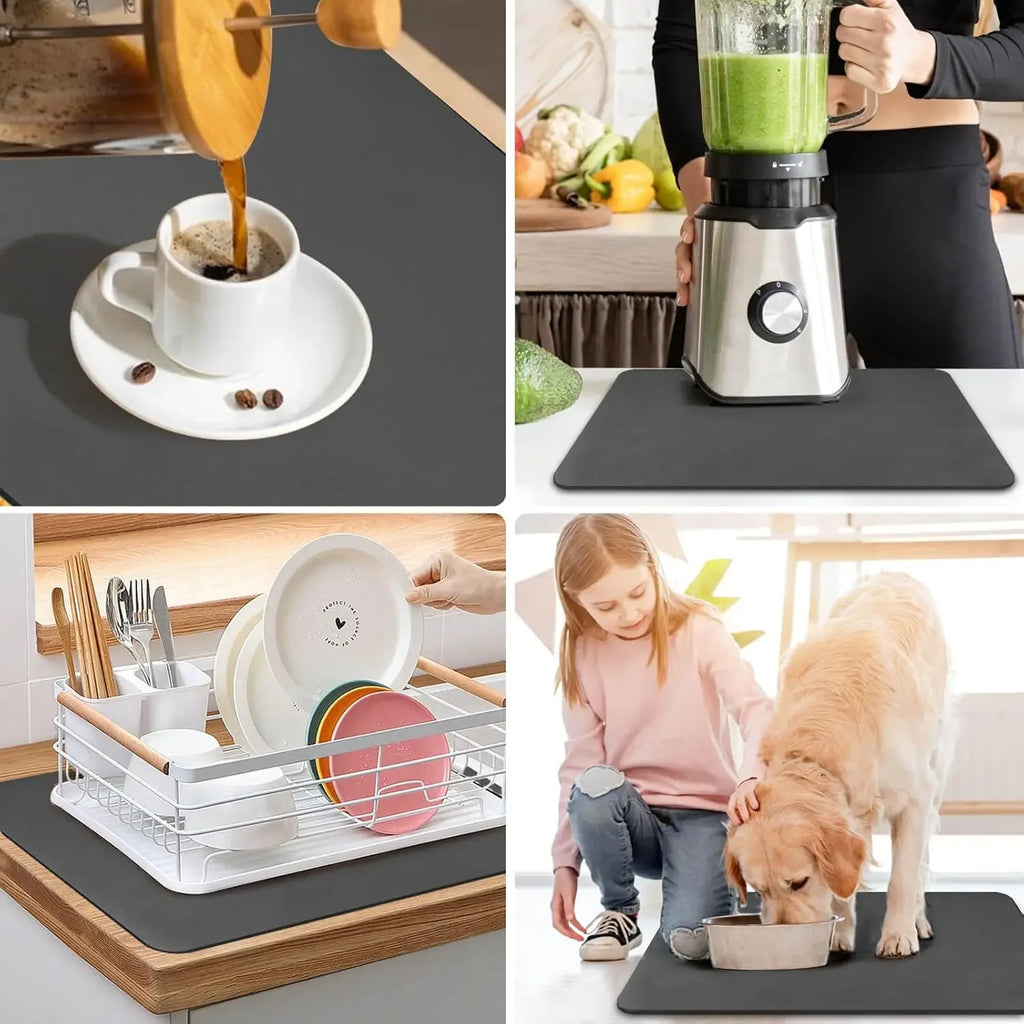 Kitten Cute Cat Kitchen Tableware Drying Mat Coffee Machine Drain Pad Countertop Absorbent Draining Mat Dinnerware Table Decor