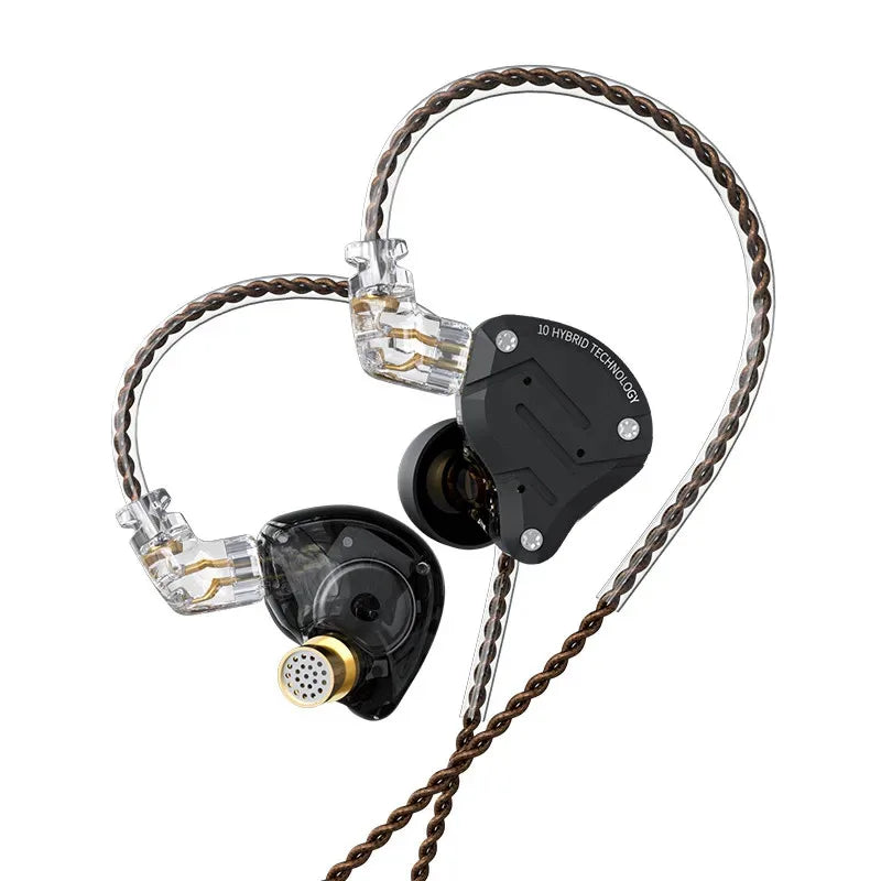 KZ ZS10 Pro 4BA+1DD 5 Driver in-Ear HiFi Metal Earphones with Stainless Steel Faceplate, 2 Pin Detachable Cable
