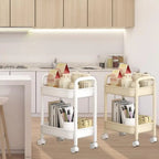 Rolling wheel Kitchen Cart Waterproof 2 Tier Anti-Slip Cart Shelf for Skin Care Products Sauce Bottles Small Storage Trolley