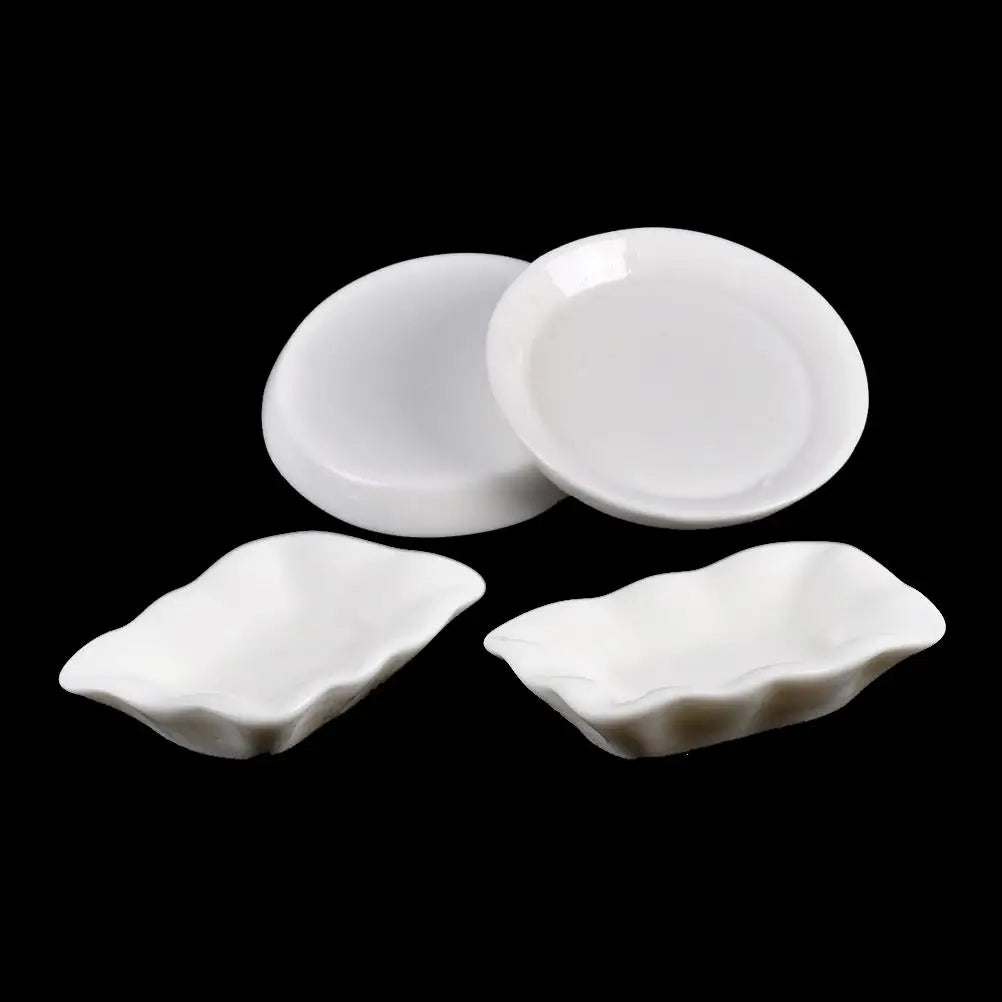 10Pcs Kitchen Toys Doll House Trays Plates Doll Durable Mini Food White Dishes Tableware Miniature Doll House Accessories